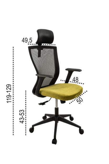 Scaun birou S-198, 129x49.5x50 cm, Negru/Verde, Material Textil - imagine 7