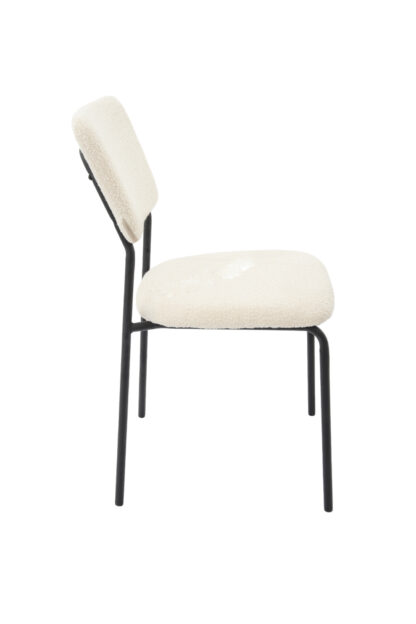 Scaun Bucatarie Tapitat S-209, Stofa, Alb - imagine 3