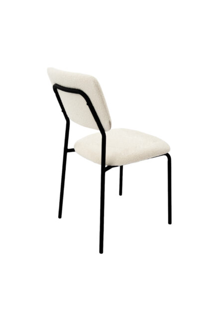 Scaun Bucatarie Tapitat S-209, Stofa, Alb - imagine 4