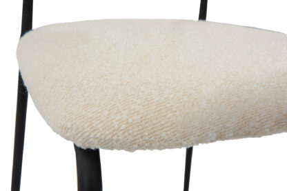Scaun Bucatarie Tapitat S-209, Stofa, Alb - imagine 8
