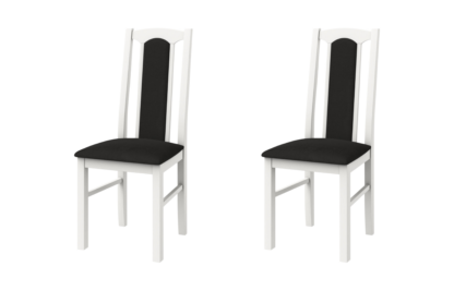 SET 2 Scaun din lemn masiv de fag tapitat cu stofa s-37 boss7 29b, alb/negru