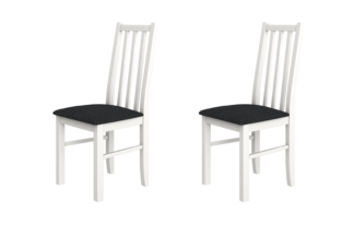 SET 2 Scaune din lemn masiv de fag tapitat cu stofa s-38 boss10 b11, alb
