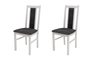 SET 2 Scaun din lemn masiv de fag tapitat cu stofa S-38 Boss14 B24B, alb