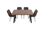 SET Masa Living MB-90 140x80x75 cm, Maro +4 Scaune S-208 Maro - imagine 3