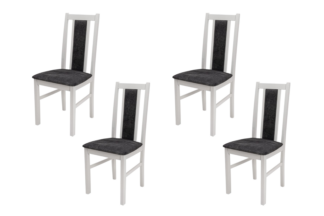 SET 4 Scaun din lemn masiv de fag tapitat cu stofa S-38 Boss14 B24B, alb