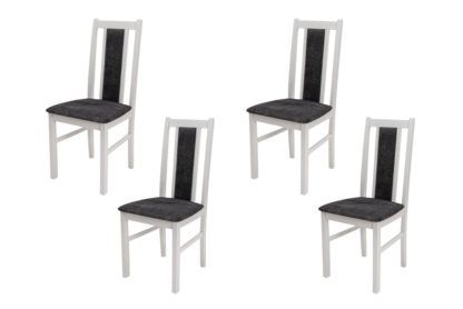 SET 4 Scaun din lemn masiv de fag tapitat cu stofa S-38 Boss14 B24B, alb