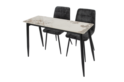 SET Masa Living MB-89, 120x80x75 cm, cu aspect de piatra + 2 Scaune S-208 Gri - imagine 2