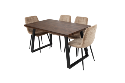 SET Masa Living MB-90 140x80x75 cm, Maro+4 SCAUNE S-208 Bej