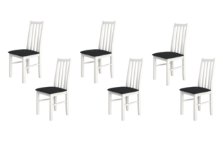 SET 6 Scaune din lemn masiv de fag tapitat cu stofa s-38 boss10 b11, alb