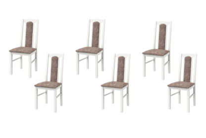 SET 6 Scaune din lemn masiv de fag tapitat cu stofa S-37 Boss7 25B, Alb