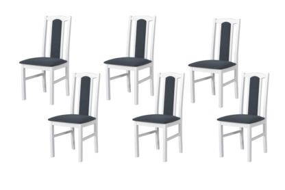 SET 6 Scaune din lemn masiv de fag tapitat cu stofa s-37 boss7 2b, alb