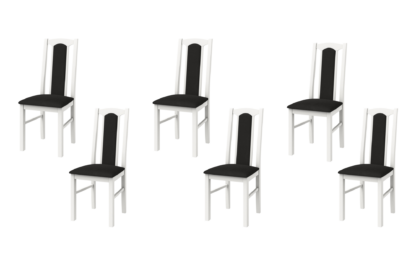 SET 6 Scaun din lemn masiv de fag tapitat cu stofa s-37 boss7 29b, alb