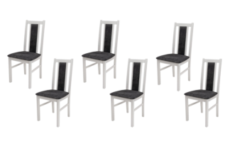 SET 6 Scaun din lemn masiv de fag tapitat cu stofa S-38 Boss14 B24B, alb