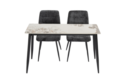 SET Masa Living MB-89, 120x80x75 cm, cu aspect de piatra + 2 Scaune S-208 Gri