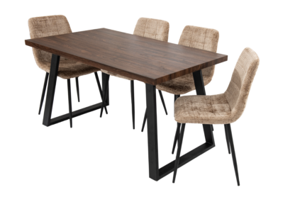 SET Masa Living MB-90 140x80x75 cm, Maro+4 SCAUNE S-208 Bej - imagine 2