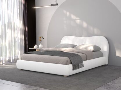 Pat 9123 cu material textil plusat, 160x200 cm, alb