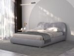 Pat 9123 cu material textil plusat, 160x200 cm, gri