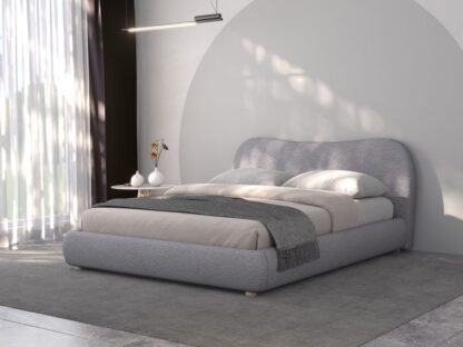 Pat 9123 cu material textil plusat, 160x200 cm, gri