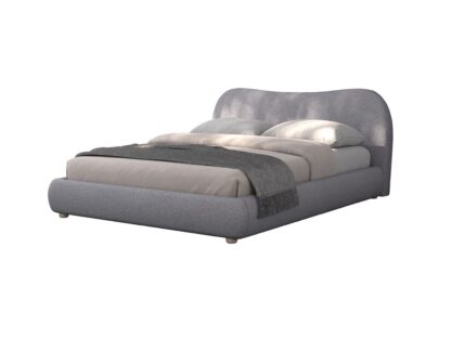 Pat 9123 cu material textil plusat, 160x200 cm, gri - imagine 2