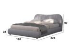 Pat 9123 cu material textil plusat, 160x200 cm, gri - imagine 3