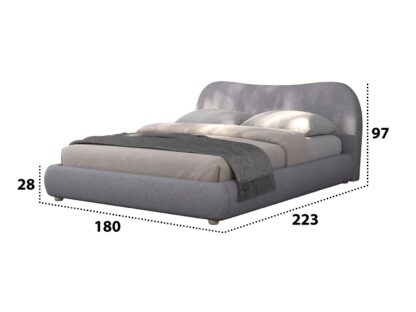 Pat 9123 cu material textil plusat, 160x200 cm, gri - imagine 3
