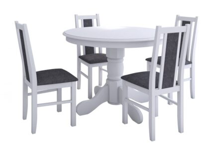 Set masa extensibila Ama 100x140 cm, lemn masiv, culoare alb, blat din mdf cu 4 scaune tapitate S-37 Boss14 B24Z, stofa - imagine 4