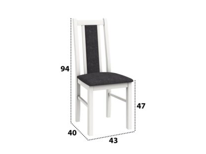 Set masa extensibila Ama 100x140 cm, lemn masiv, culoare alb, blat din mdf cu 4 scaune tapitate S-37 Boss14 B24Z, stofa - imagine 7