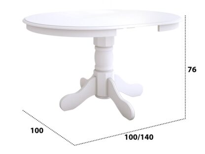 Set masa extensibila Ama 100x140 cm, lemn masiv, culoare alb, blat din mdf cu 4 scaune tapitate S-37 Boss14 B24Z, stofa - imagine 5