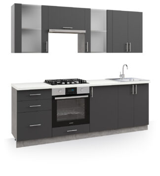 Bucatarie Festa 220 cm antracit/alb