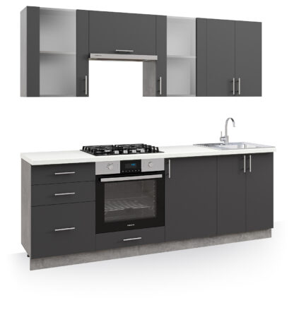 Bucatarie Festa 220 cm antracit/alb