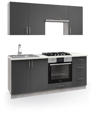 Bucatarie Festa 160 cm antracit/alb