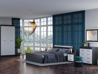 Dormitor Myrtle antracit/alb