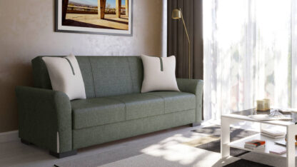 Canapea extensibila cu 3 locuri Mina, Verde/Crem