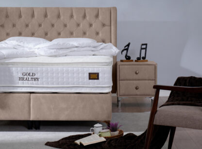 Pat Tessa 160 x 200 , tapitat, culoare cappuccino - imagine 2