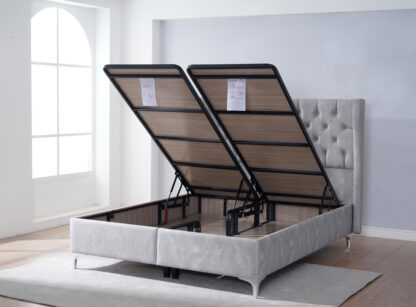Pat Tessa 160 x 200 , tapitat, culoare gri deschis - imagine 3