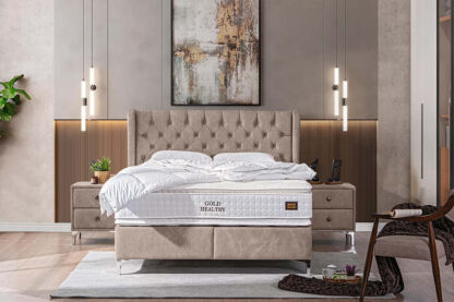 Pat Tessa 160 x 200 , tapitat, culoare cappuccino