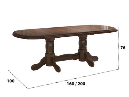 Set masa extensibila jork 160-200 cm, lemn masiv nuc, cu 8 scaune tapitate stofa maro, s-37 O15 - imagine 6