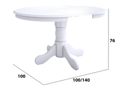 Set masa extensibila Kan 100x135 cm, lemn masiv, culoare alb, blat din mdf cu 4 scaune tapitate S-38 Boss14 b24z, stofa - imagine 3