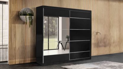 Dressing Hera negru, cu oglinda, 250 cm