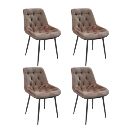 Set 4 Scaune Bucatarie Tapitat S-212, Stofa, Maro