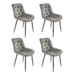 Set 4 Scaune Bucatarie Tapitat S-212, Stofa, Gri