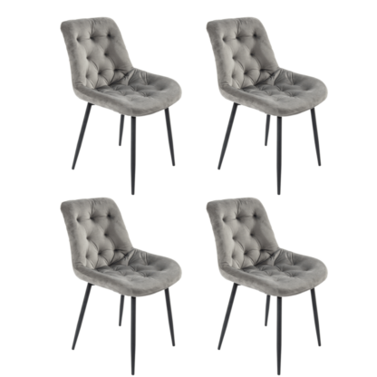 Set 4 Scaune Bucatarie Tapitat S-212, Stofa, Gri