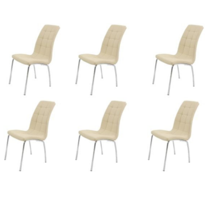 Set 6 scaune bucătărie s-02, culoare crem