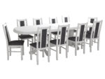 Set masa extensibila jork 200x250 cm, lemn masiv alb, cu 10 scaune tapitate stofa gri, s-38 B24Z - imagine 4
