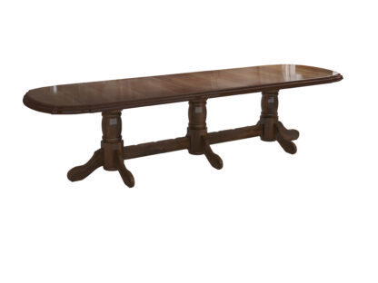 Set masa extensibila jork 250x300 cm, lemn masiv nuc, cu 12 scaune tapitate stofa maro, s-37 O2 - imagine 4