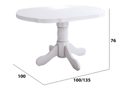 Set masa extensibila Kan 100x135 cm, lemn masiv, culoare alb, blat din mdf cu 4 scaune tapitate S-37 Boss7 18a, stofa - imagine 2