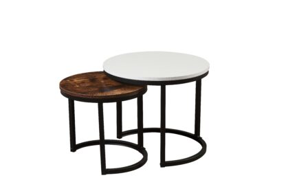 Set 2 mese cafea MC-128, 50x43 cm, alb / stejar inchis, MDF