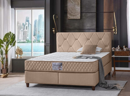 Pat Nobi cu saltea 160 x 200 , tapitat, culoare crem
