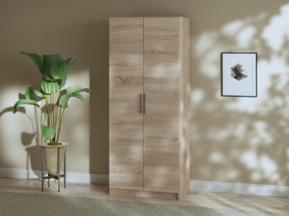 Dulap ECO, 2 usi si bara de haine, sonoma, 80 cm