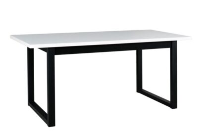 Masa extensibila 140-180x80 cm mb-13 ikon 3, alb/negru, lemn masiv de fag si pal